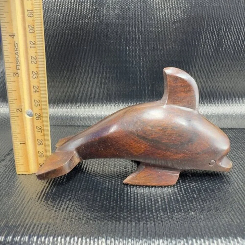 Hand Carved Ironwood Figurine Wood Carving‎ Made Mexico Dolphin Figurine Vintage